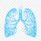 Wet cough vector icon of blue lungs cold wet cough remedy and bronchitis mucolytic