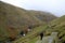 Wet day on path by Hayeswater Gill, Cumbria