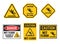 Wet floor danger caution sign set, slippery floor warning notice