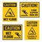 Wet floor danger caution sign set, slippery floor warning notice