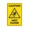 Wet floor sign. Safety yellow slippery floor warning icon vector caution symbol