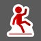 Wet Floor Warning Sign. Vector colored sticker icon man falls