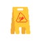 Wet floor yellow sign pixel art. 8 bit caution slippery accident