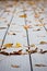 Wet leaves on decking