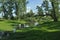 Wet meadow and riparian forest oxbow lake. Vistula Valley. Spring,