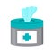 Wet wipes vector isolated on the white background. Disinfection body hygiene sign, icon illustration. Hand sanitizer element,