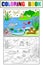 Wetland landscape with animals color and coloring raster for adults