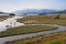 Wetland landscape, salt marsh . View of special nature reserve Solila , Tivat, Montenegro, autumn