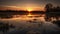 Wetland: A Serene Lake Reflecting A Stunning Sunset