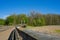 Wetlands boardwalk with distant viewing platform