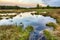 Wetlands and moorland on the national park Groote Zand near Hooghalen Drenthe during sunset