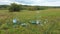 Wetlands science station research for studying meadows, drone aerial video shot ecosystem weather station swamp willows