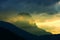 Wetterstein mountain during autumn rainy day, Bavarian Alps, Bav