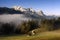 Wetterstein mountain view during autumn morning. Bavarian Alps,