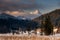 Wetterstein mountain view during winter morning. Bavarian Alps,