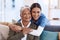 Weve developed quite a special bond. Portrait of a young nurse hugging a senior woman in a retirement home.