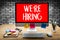 WEâ€™RE HIRING Business Team and Group of People Message Talki