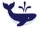 Whale is an animal. Cute image of a marine mammal. Picture for children whale blue with a dummy from the back.