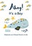 Whale baby shower invitation Ahoy Its a Boy Nautical Baby Shower invite card design Cute whale sea animal illustration