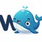 Whale clipart and letter W