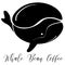 Whale coffee bean vector logo for branding a coffee cafe, shop, barista, roasting, bean