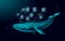 Whale and container computer docker developer app concept. Business digital open source program. Data coding steering 3D