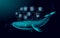 Whale and container computer docker developer app concept. Business digital open source program. Data coding steering 3D