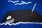 Whale. Detail of a child maritime theme graffiti 2.