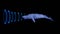 Whale emitting sonar , echolocation signals . 3d render illustration