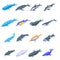 Whale icons set, isometric style