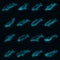 Whale icons set vector neon