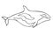 Whale illustration in linear art style. Minimalist outline logotype