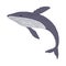 Whale jumping playful aquatic animal contour line doodle vector Illustration.