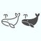 Whale line and solid icon. Marine blower fish illustration isolated on white. Whale with water fountain blow outline