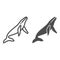 Whale line and solid icon, ocean concept, orca sign on white background, sperm whale icon in outline style for mobile