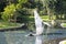 Whale model in city garden