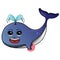 Whale with open mouth and open eyes cartoon