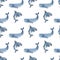 Whale orca pattern polygonal style seamless pattern