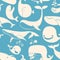 Whale. Seamless background. Seamless pattern can be used for wallpaper, pattern fills, web page background, surface textures