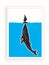 Whale silhouette under the sea and a boat, vector. Minimalist art design