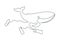Whale swims among plastic waste. Drawing with one continuous line.