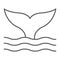 Whale tail thin line icon, animal and underwater