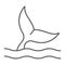 Whale tail thin line icon, aquatic animal sea life