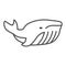Whale thin line icon, ocean concept, very large marine mammal sign on white background, orca whale icon in outline style