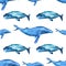 Whales seamless pattern