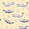 Whales & shells watercolor seamless pattern