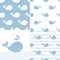 Whales and Stripes Vector Seamless Prints and Patterns