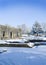 Whalley Abbey cistercian monastery ruins in snow