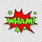 Wham comic sound effects. Sound bubble speech with word and comic cartoon expression sounds vector illustration.