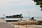 Wharf jetty with antique canons for Hammenhiel Resort Fort island hotel Jaffna Peninsula Sri Lanka